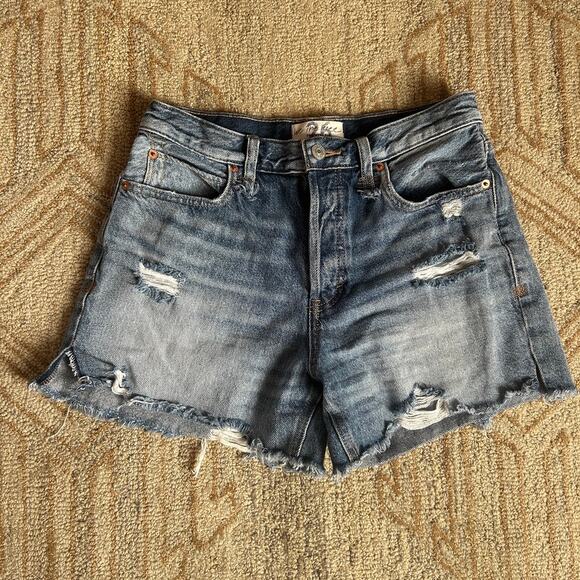 We The Free Pants - Free People Y2K Festival Grunge Mid Rise Distressed Denim Cutoff Shorts women 26